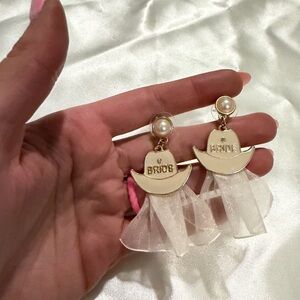 Gold and White Bride Earrings